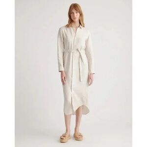 Quince 100% European Linen Maxi Shirt Dress / Sand / L
